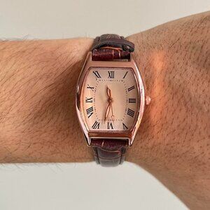 y2k vintage style classy rectangle brown leather luxury watch